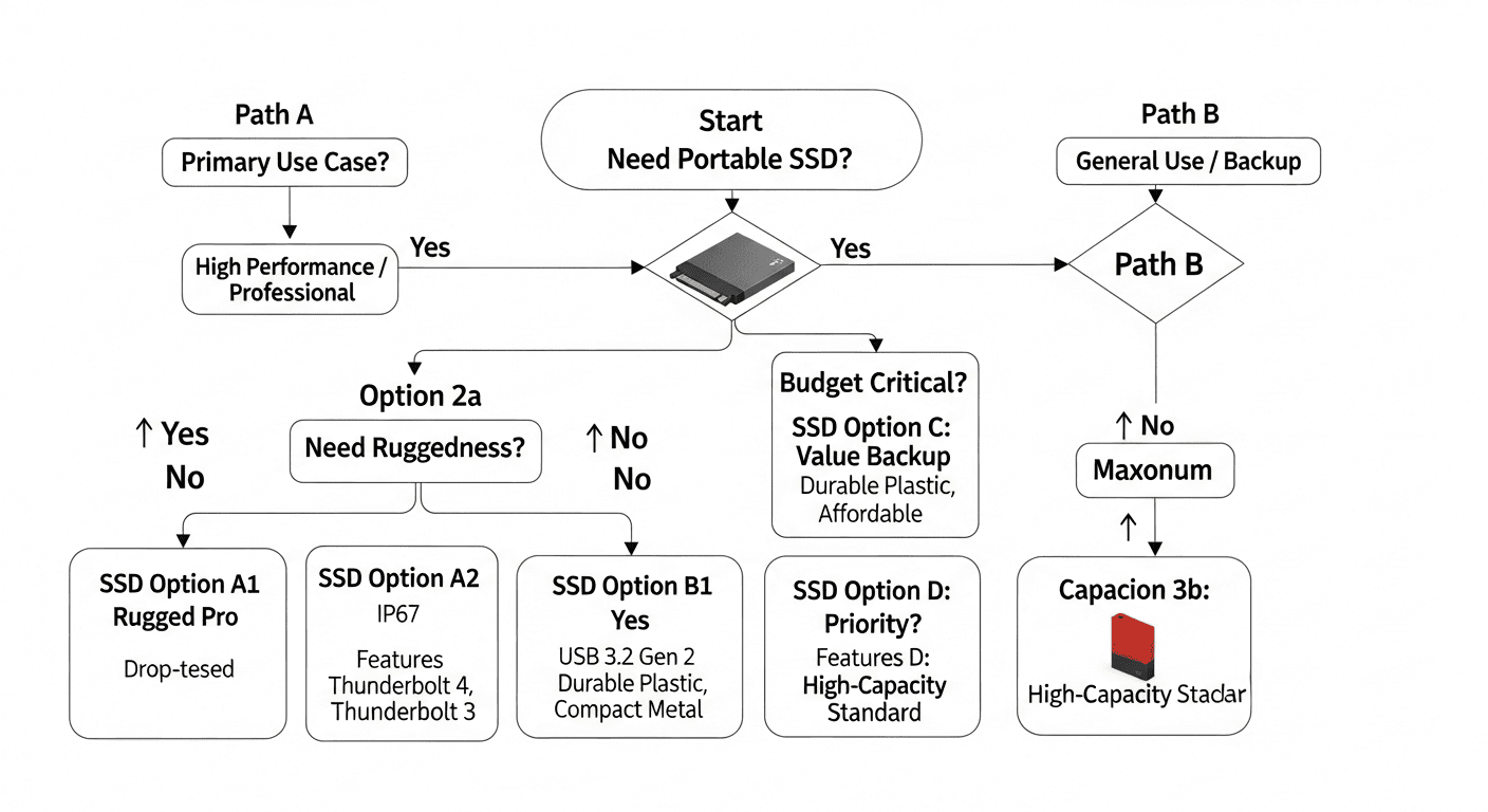 Guide de choix SSD externe avec arbre de décision
