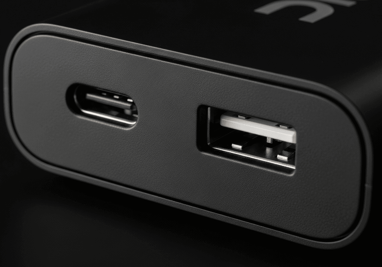 Ports USB-C et USB-A de l'Anker 737, vue rapprochée