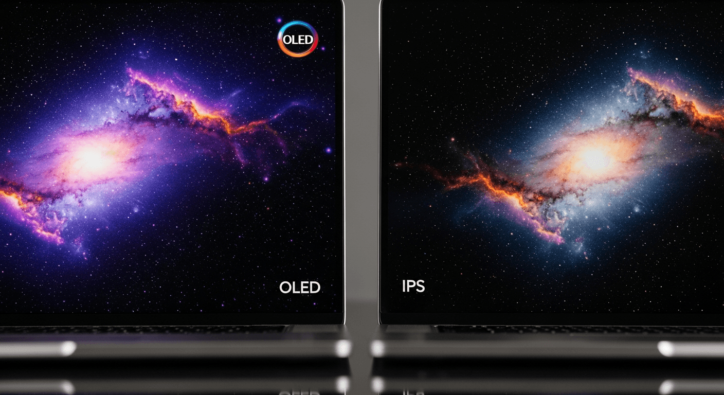 Comparaison visuelle écran OLED vs IPS sur le Zenbook 14