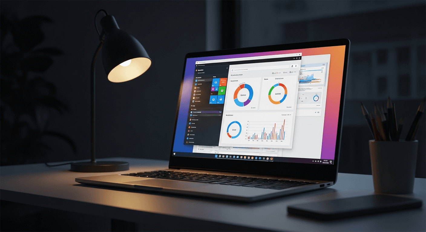 Gros plan sur l'écran IPS 16 pouces de l'IdeaPad 5 affichant une interface de travail
